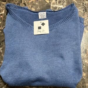 Cozy Casual Short Sleeve Denim Blue Sweater